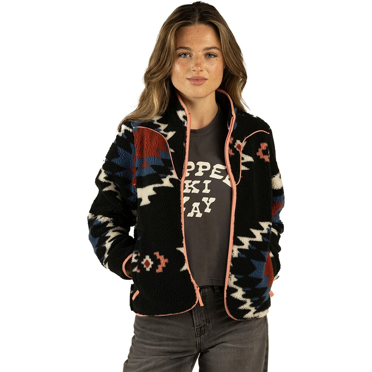 Image of Sendero Provisions Co. Sedona Santa Fe Print Fleece - Women's Santa Fe Print/Vintage Black, XL