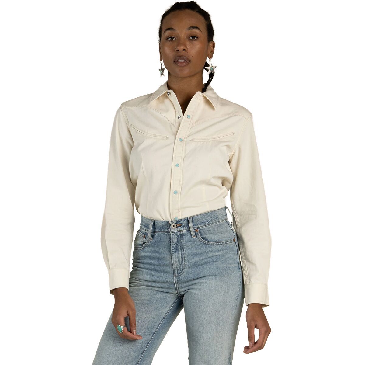 Image of Sendero Provisions Co. Yoakam Pearl Snap Shirt - Women's Ecru, S