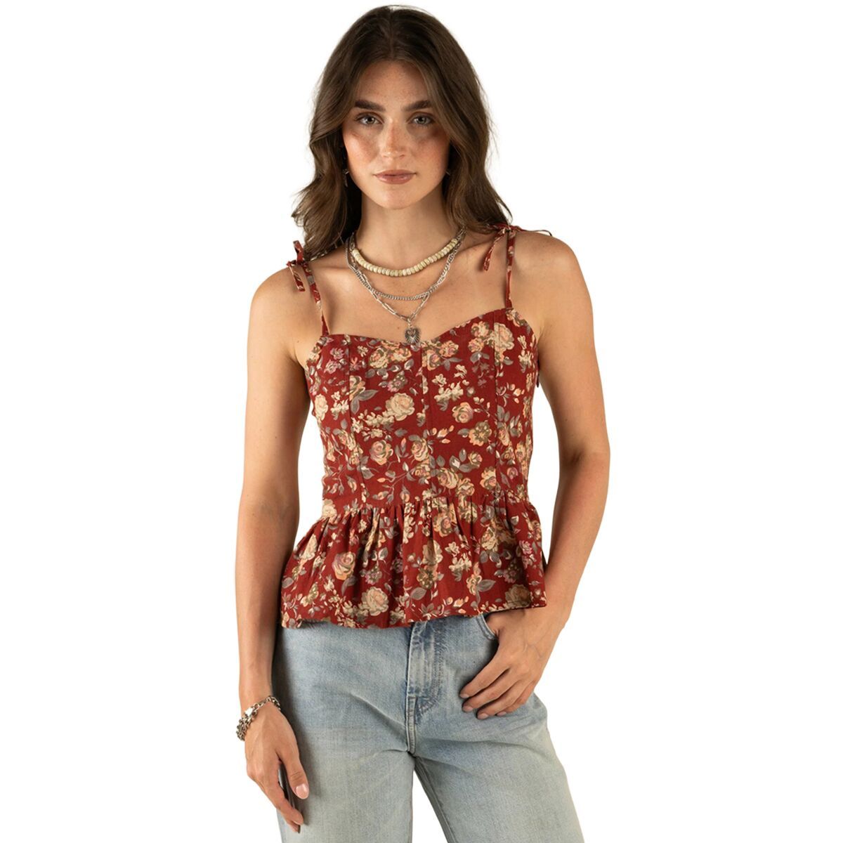 Image of Sendero Provisions Co. Clementine Tie Top - Women's Texas Rose/Red, L