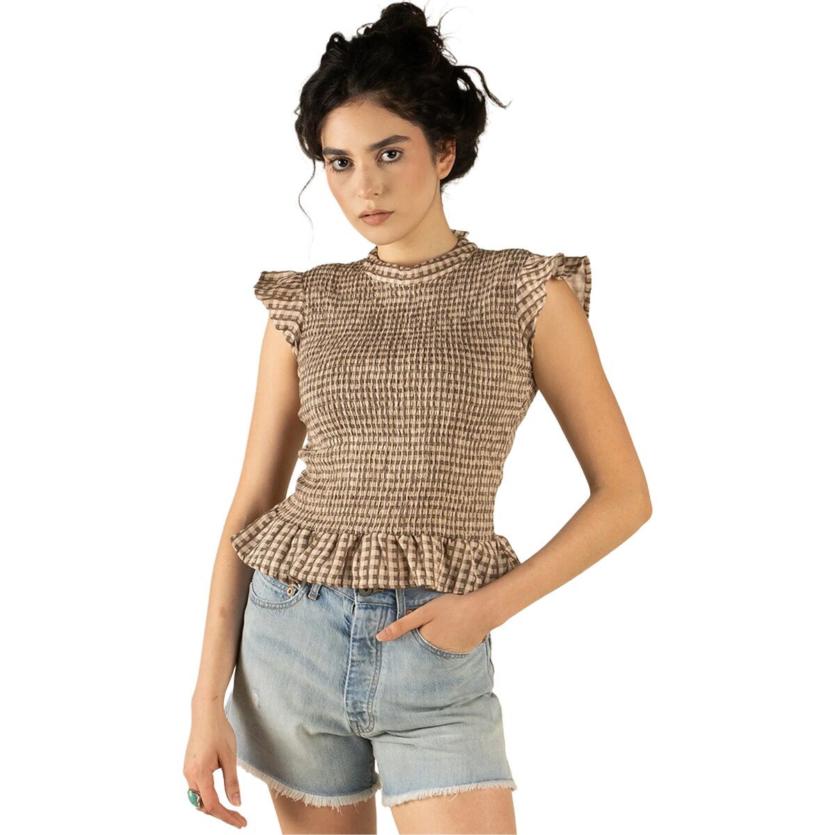 Sendero Provisions Co. Sendero Provisions Co. The Hattie Smock Top - Women's Picnic Check/Brown/Cream, XL