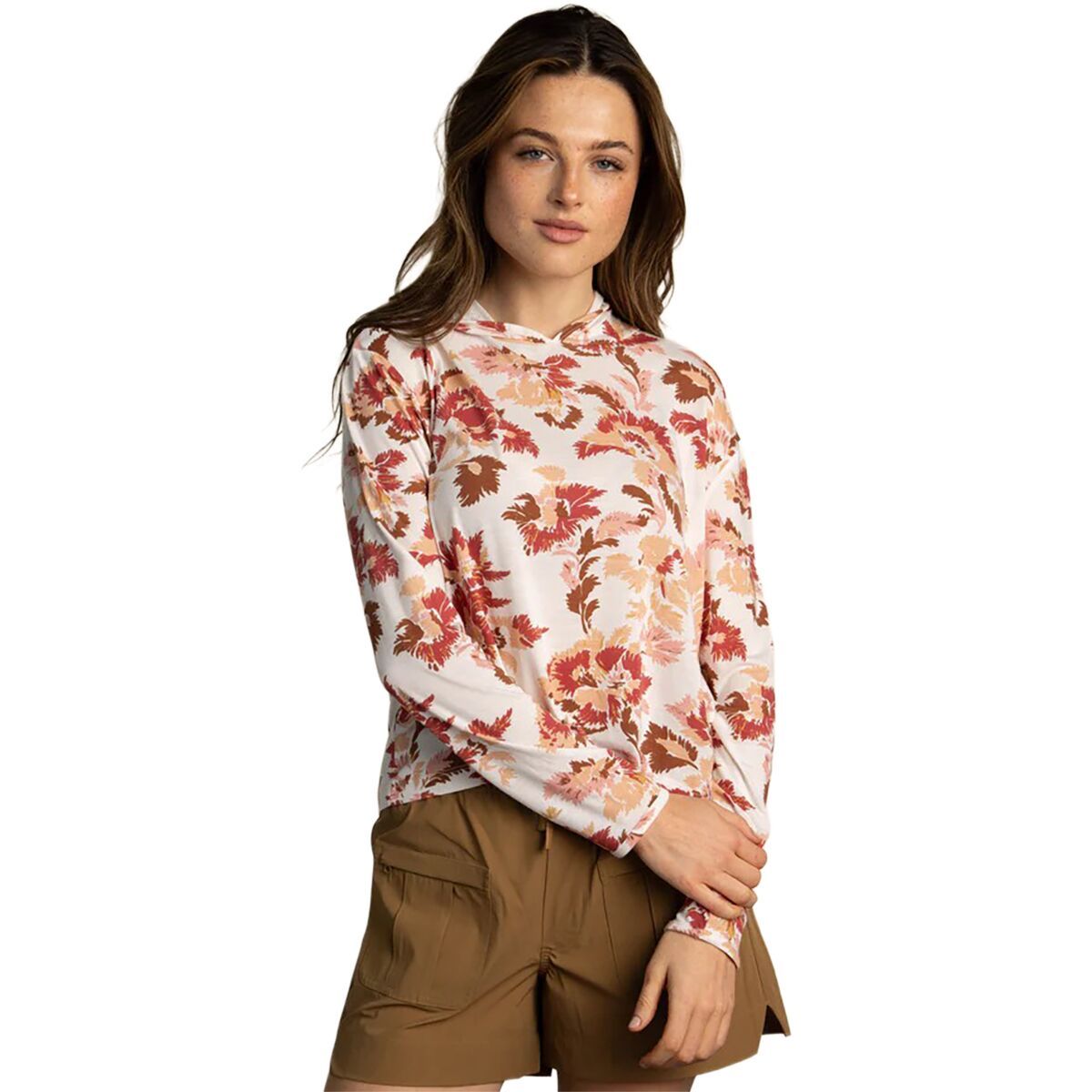 Image of Sendero Provisions Co. Yucatan Hoodie Tech Long-Sleeve Shirt - Women's Alondra/Ivory, L