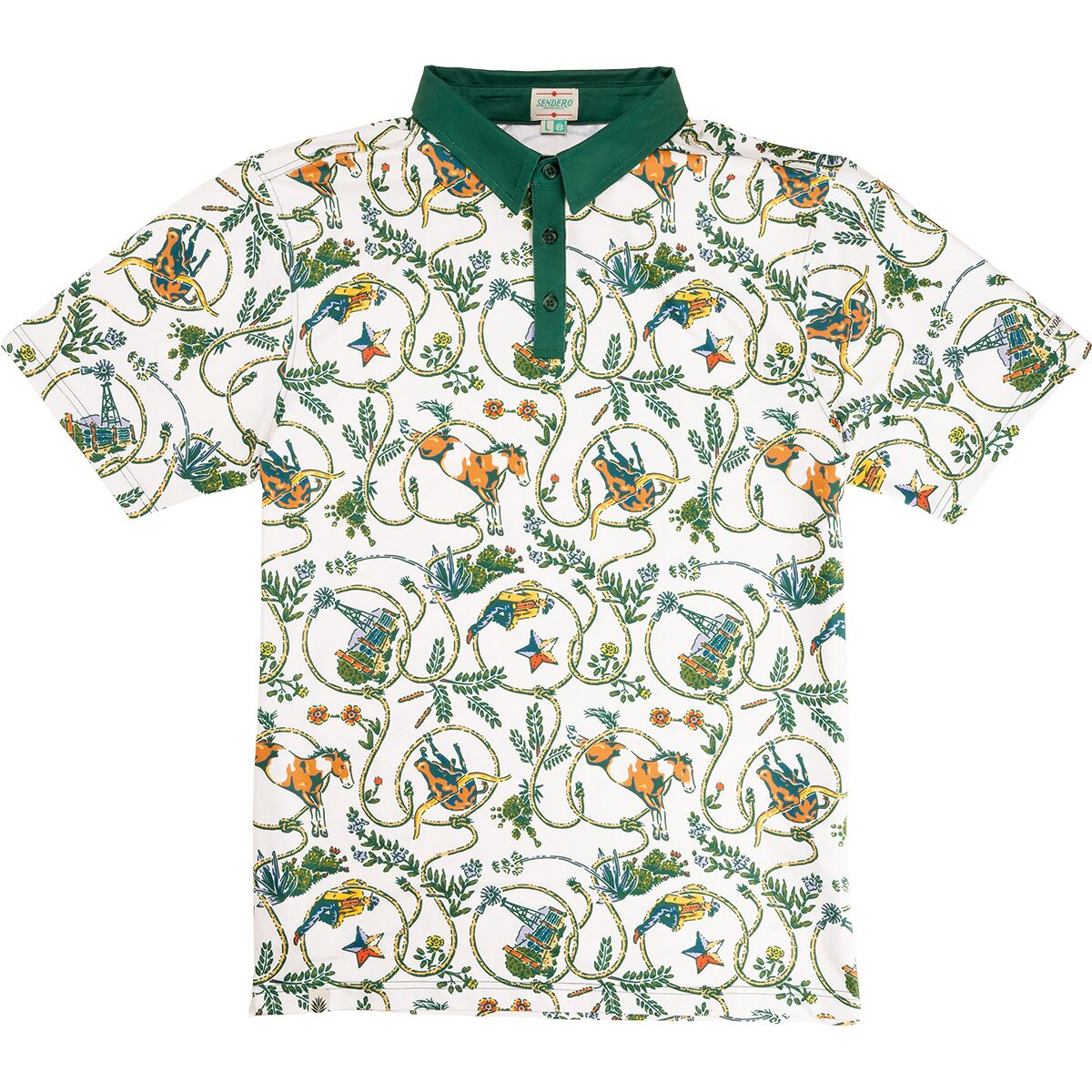 Sendero Provisions Co. Sendero Provisions Co. High Noon Performance Polo - Men's Wildrose Paisley/Sky Blue, XXL