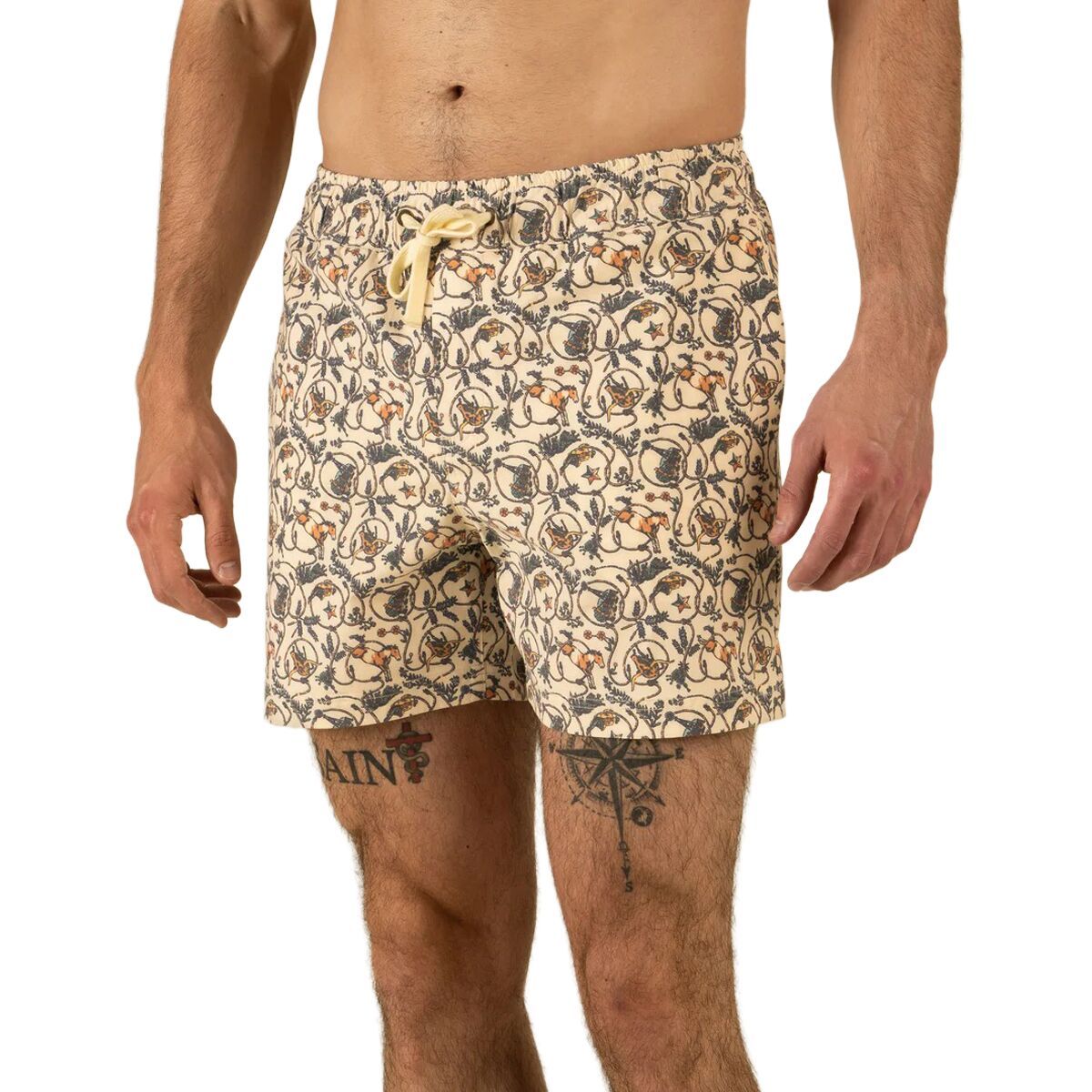 Image of Sendero Provisions Co. The Barton Elastic Boardshort - Men's High Lonesome/Antique White, L