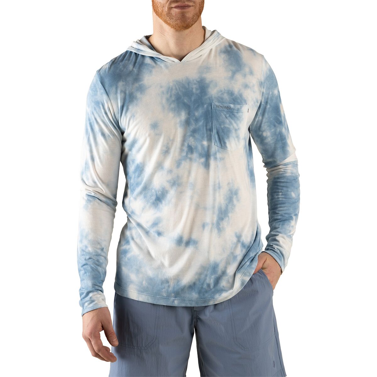 Sendero Provisions Co. Sendero Provisions Co. Yucatan Hoodie Tech Long-Sleeve Shirt - Men's Tie Dye/Senderohead, XL