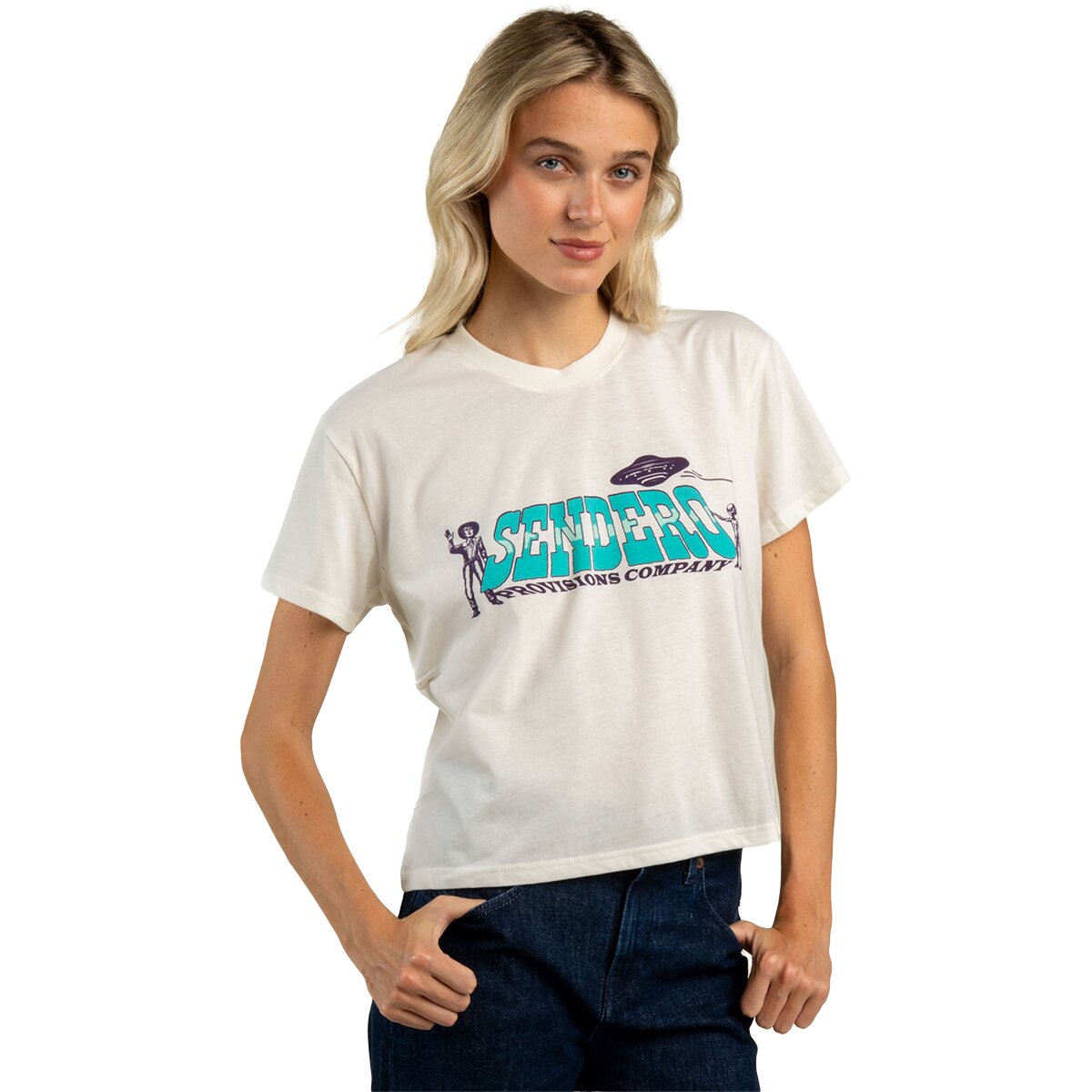 Sendero Provisions Co. Sendero Provisions Co. Cowboy Lift Off Boxy T-Shirt - Women's Vintage White, XL