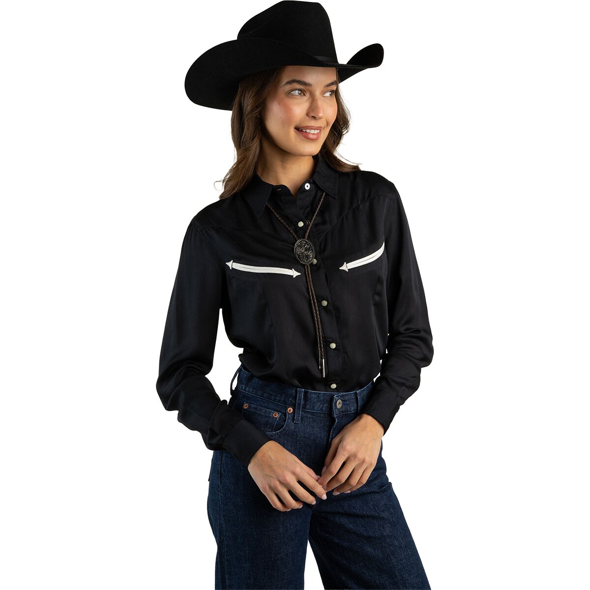Sendero Provisions Co. Sendero Provisions Co. Langley Pearl Snap Blouse - Women's Silky Viscose/Black, XS - $98.95 at Backcountry.com