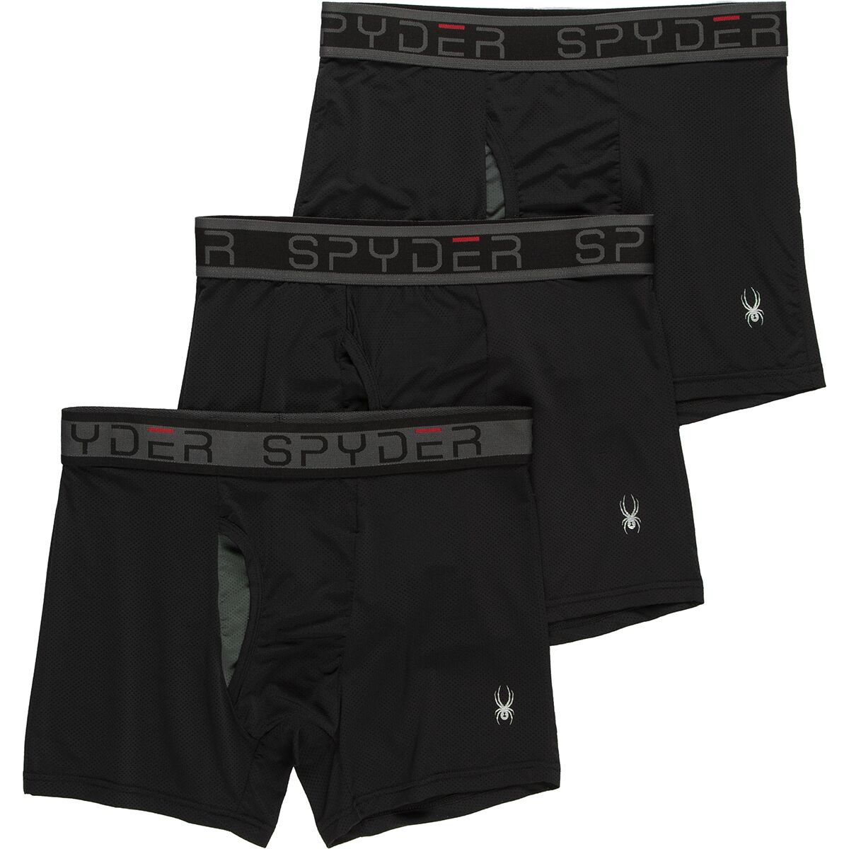  Spyder Performance Mesh Mens Boxer Briefs Sports Underwear 3  Pack/Fly Front