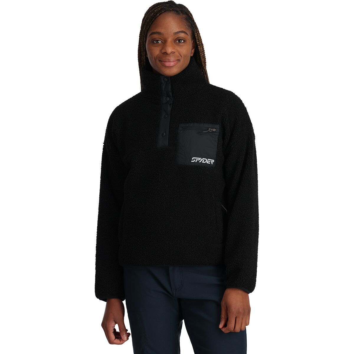 Spyder Cloud Fleece Snap Pullover - Women's Black, L