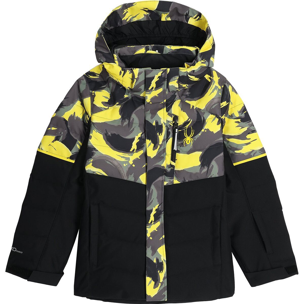 Image of Spyder Impulse Synthetic Down Jacket - Kids' Camouflage Acid Yellow, 12