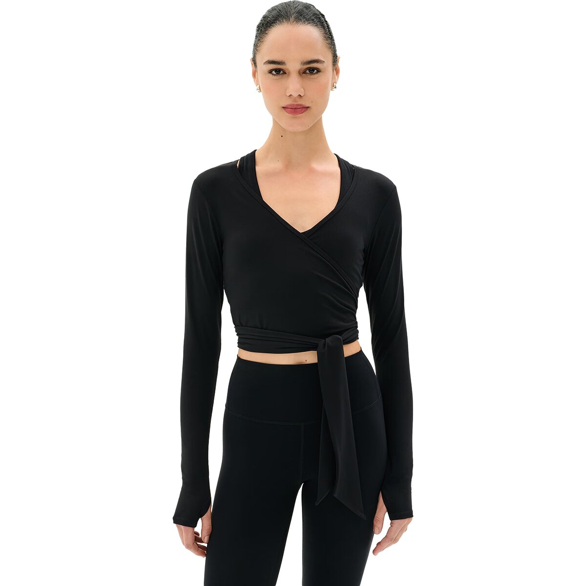 Image of Splits59 Bella Airweight Lite Wrap Top - Women's Black, S