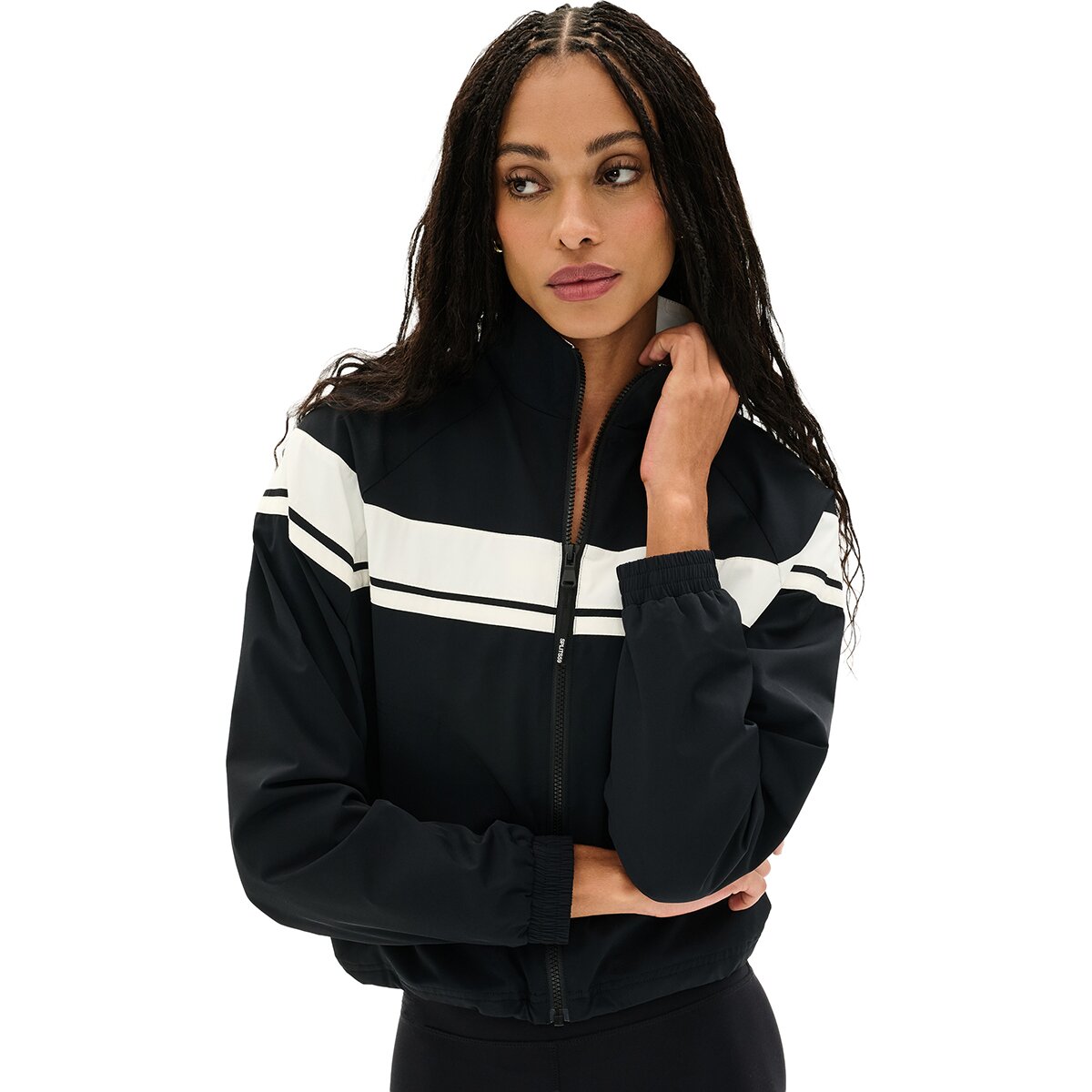 Image of Splits59 Morrison Nylon Twill Track Jacket - Women's Black/Creme, M