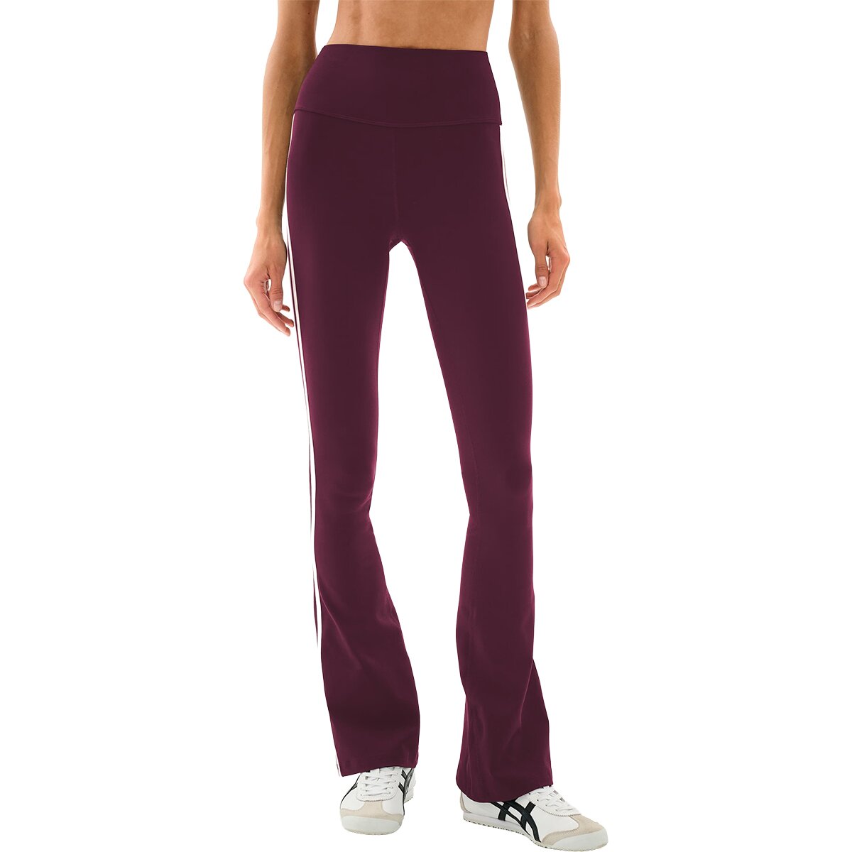 Image of Splits59 Raquel High Waist Supplex Flare Pant - Women's Dark Cherry/Creme, XS