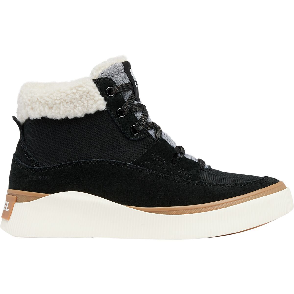 Image of SOREL Out N About IV Mid WP Sneaker - Women's Black/Sea Salt, 9.0