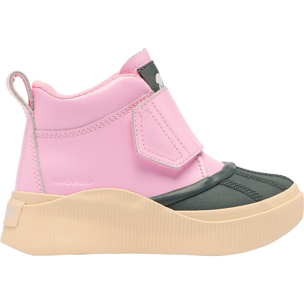 Image of SOREL Out N About IV Strap WP Boot - Toddlers' Pink Flare/Pearlescent, 5.0