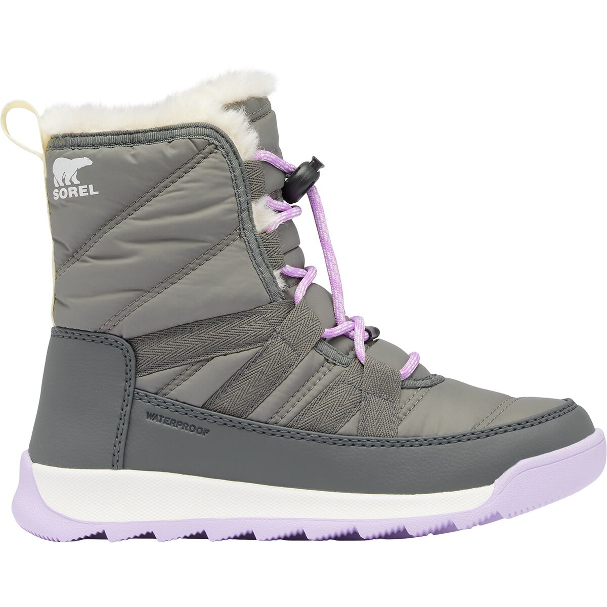 SOREL SOREL Whitney II Plus Lace WP Boot - Girls' Quarry/Lavender Cloud, 7.0