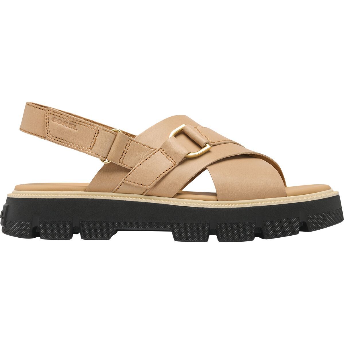 Image of SOREL Rein CB Crisscross Sandal - Women's Honest Beige/Black, 8.5