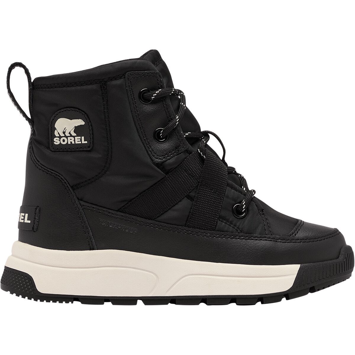 SOREL Whitney III Mid WP Boot - Kids' Black/Sea Salt, 5.0