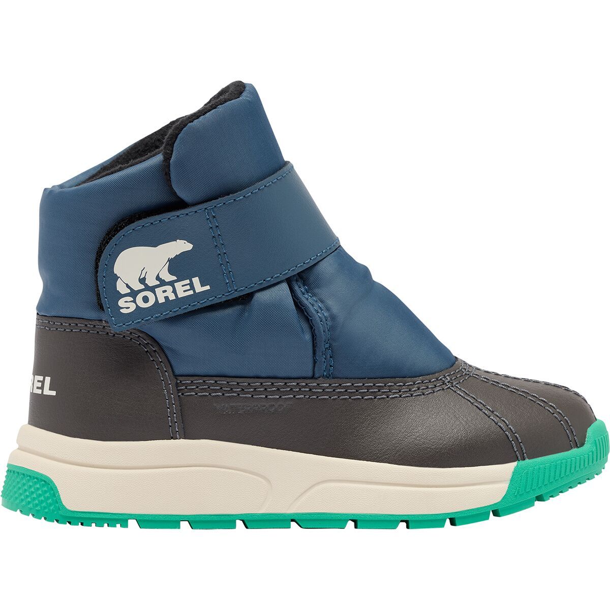 SOREL Whitney III Strap Mid WP Boot - Little Kids' Uniform Blue/Jet, 8.0