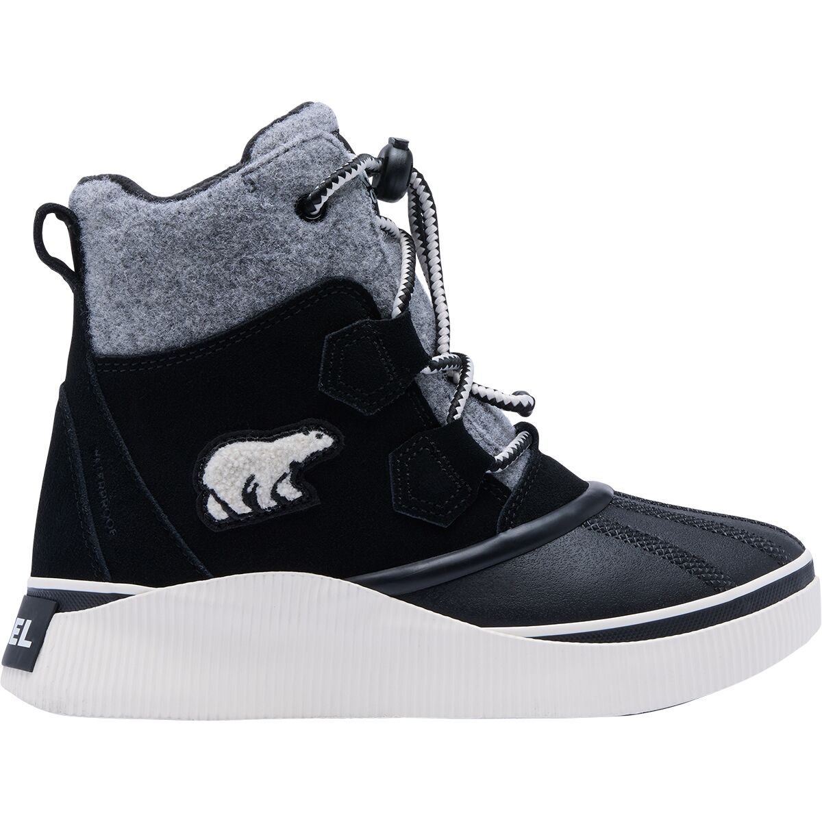 Image of SOREL Out N About IV Chillz WP Boot - Kids' Black/Chalk, 5.0