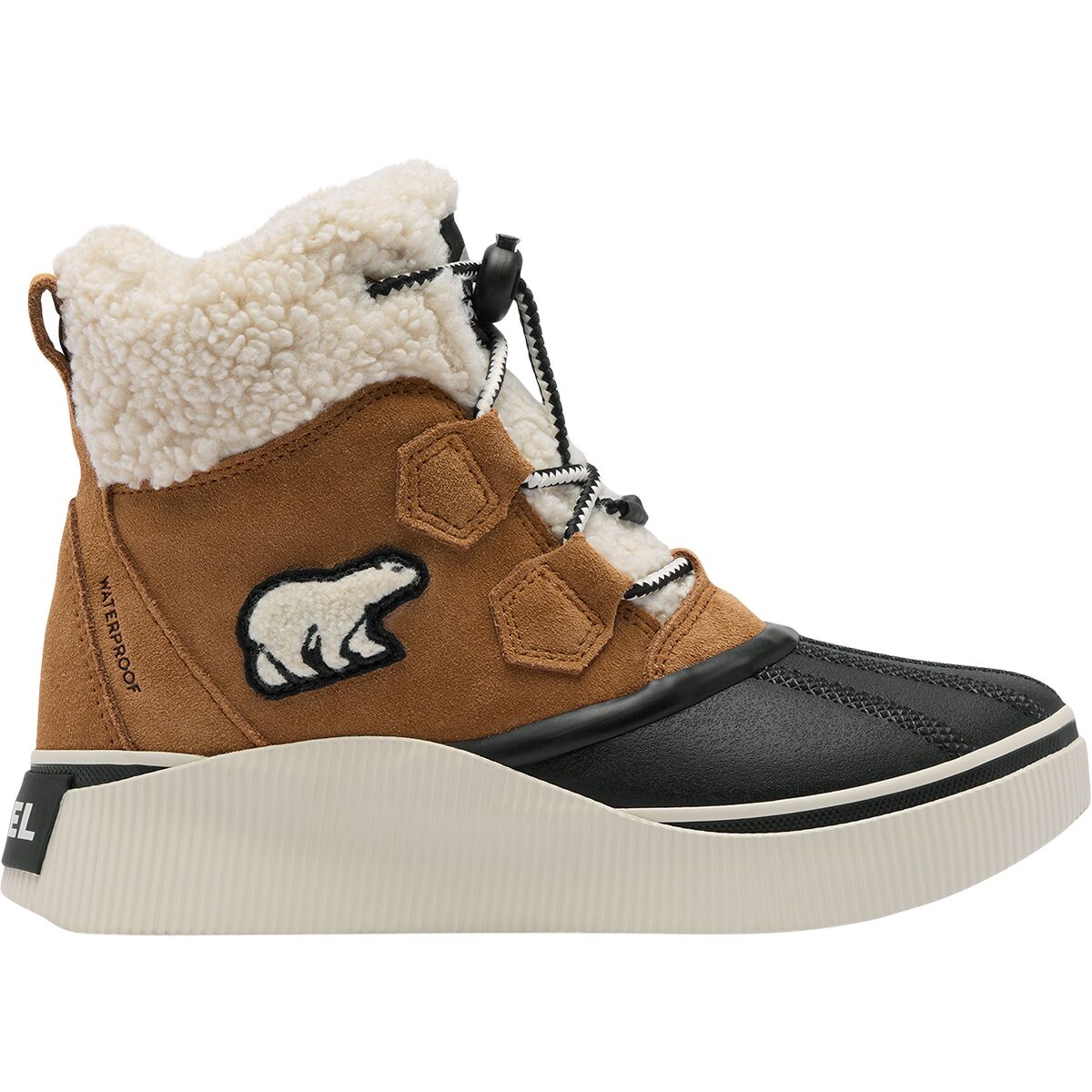Image of SOREL Out N About IV Chillz WP Boot - Kids' Taffy Leather/Black, 5.0