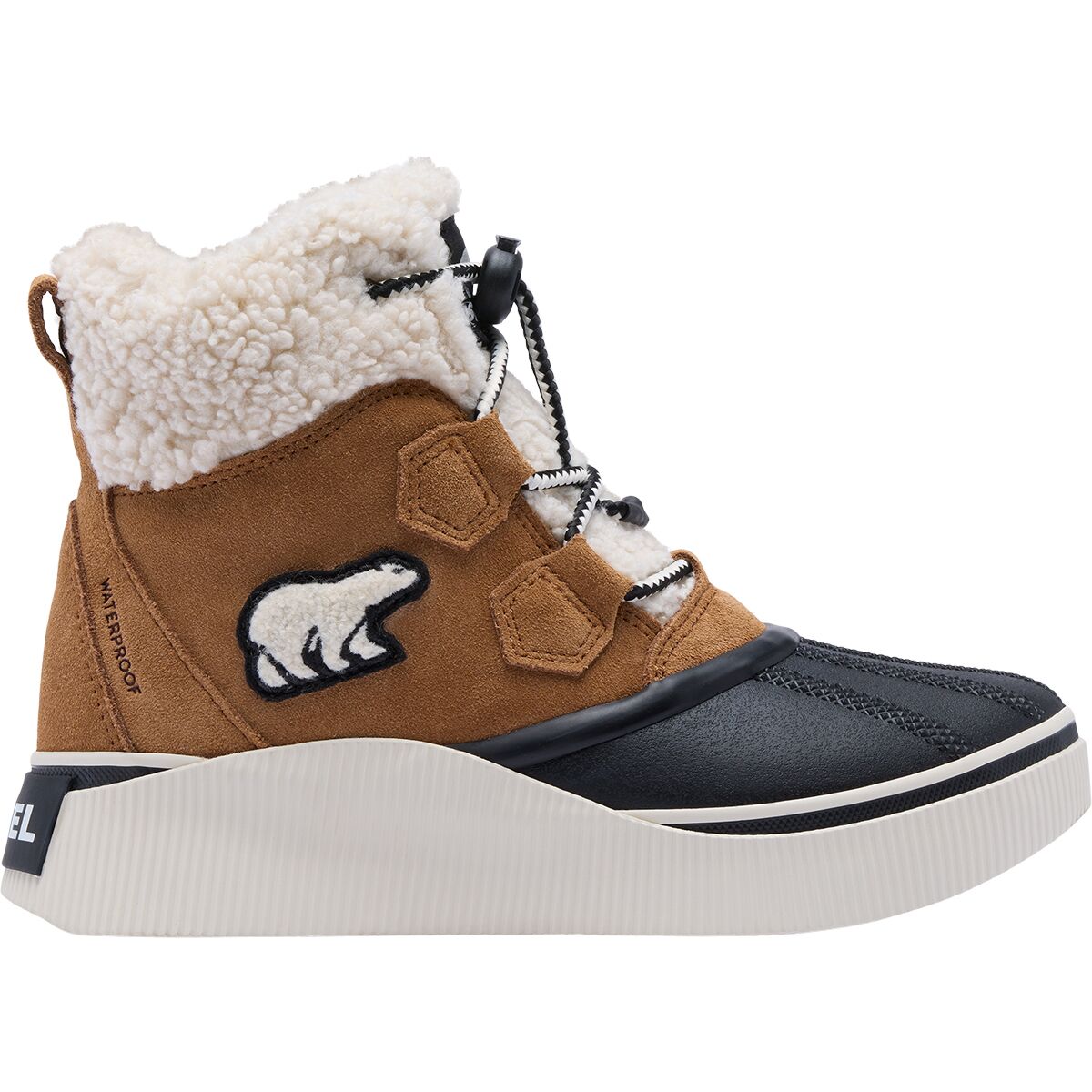 Image of SOREL Out N About IV Chillz WP Boot - Little Kids' Taffy Leather/Black, 3.0