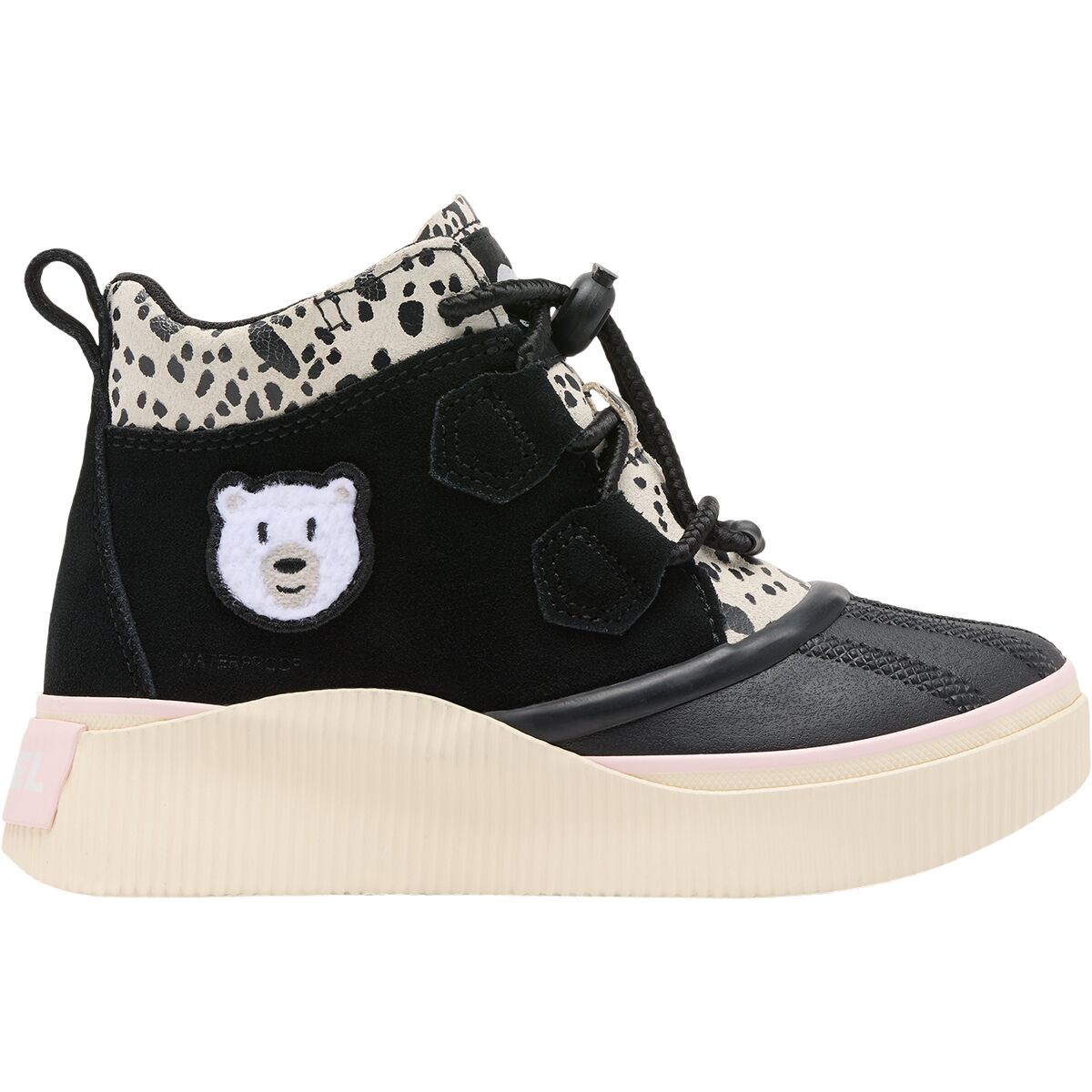 Image of SOREL Out N About IV Classic WP Boot - Little Kids' Black/Pink Salt, 1.0