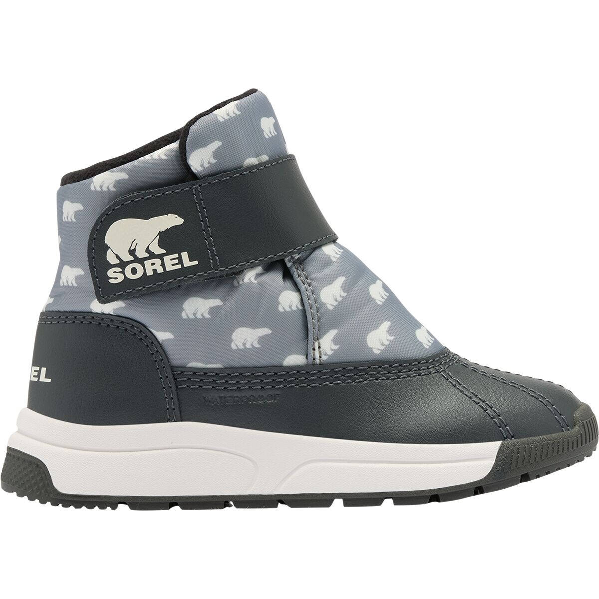 Image of SOREL Whitney III Strap Mid WP Boot - Toddlers' Chrome Grey/Grill, 7.0