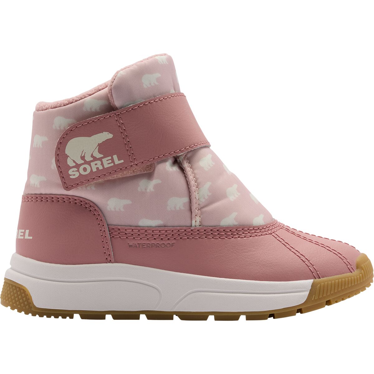 Image of SOREL Whitney III Strap Mid WP Boot - Toddlers' Pink Salt/Eraser Pink, 5.0
