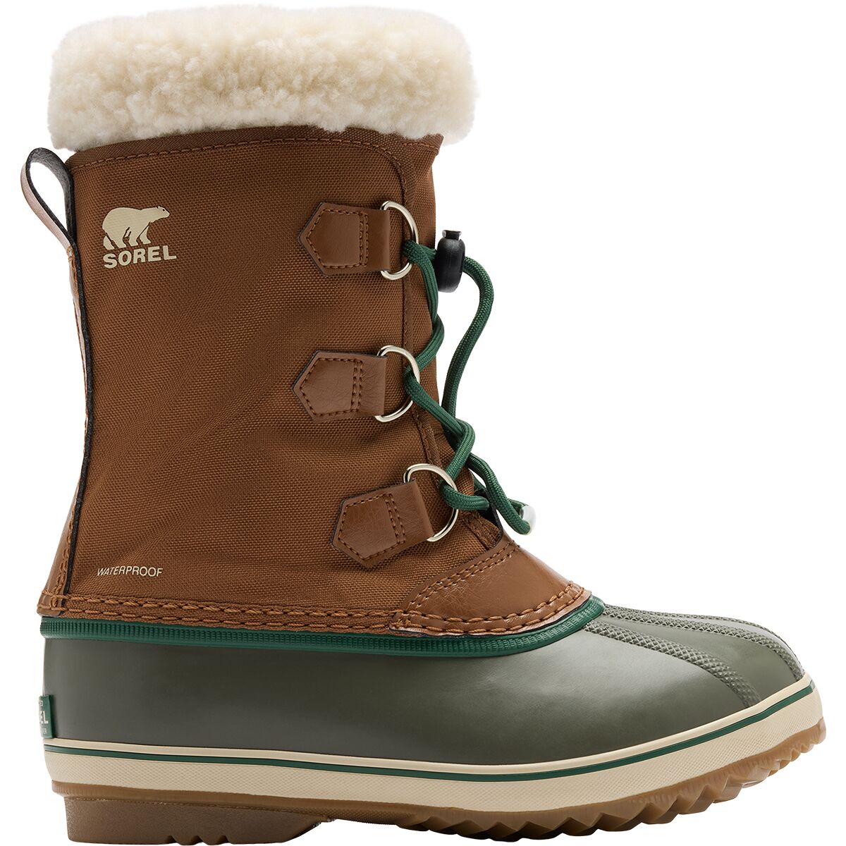 Image of SOREL Yoot Pac Nylon WP Boot - Kids' Velvet Tan/Stone Green, 5.0