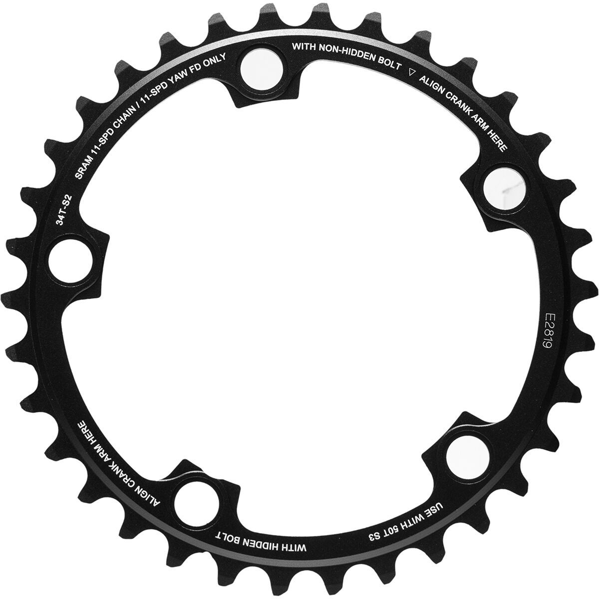 Image of SRAM Road Inner Chainring - 11-Speed Black, 34Tx110 BCD