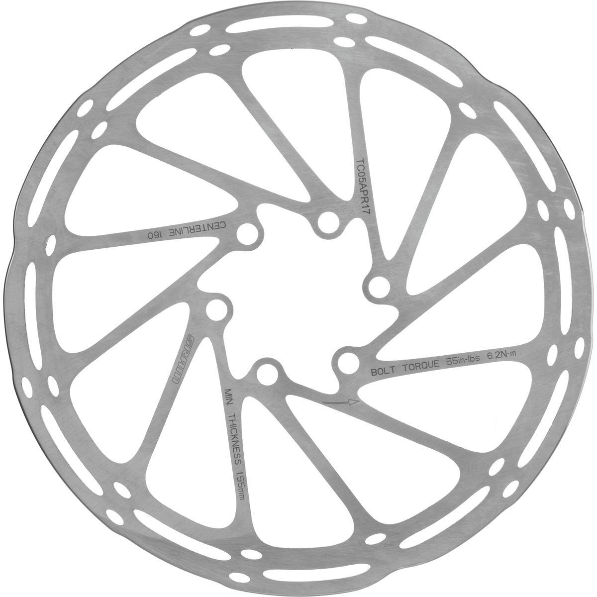 Image of SRAM CenterLine Rounded Rotor Silver, 140mm