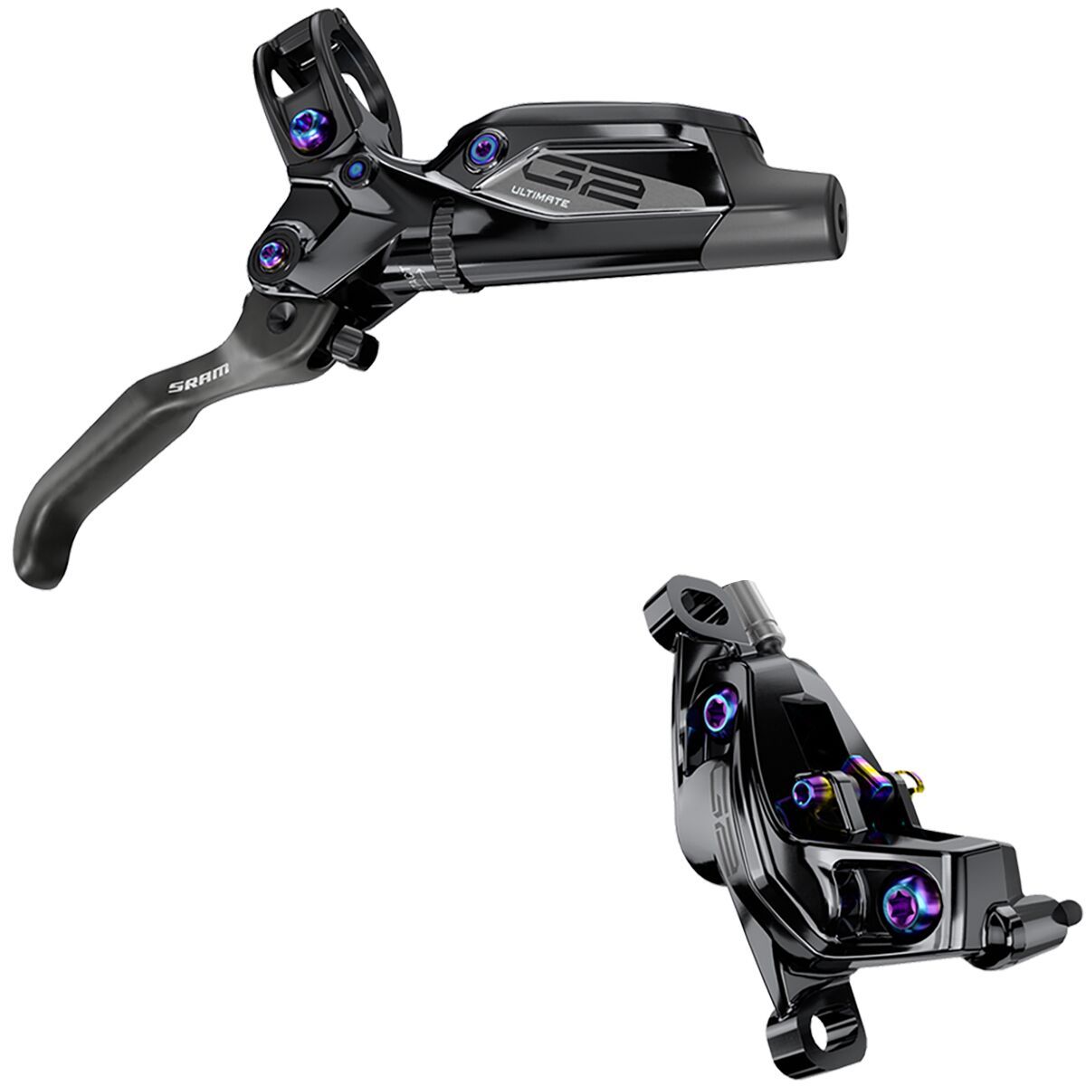 SRAM G2 Ultimate Hydraulic Disc Brake and Lever Set in Black/ Anodized/Rainbow