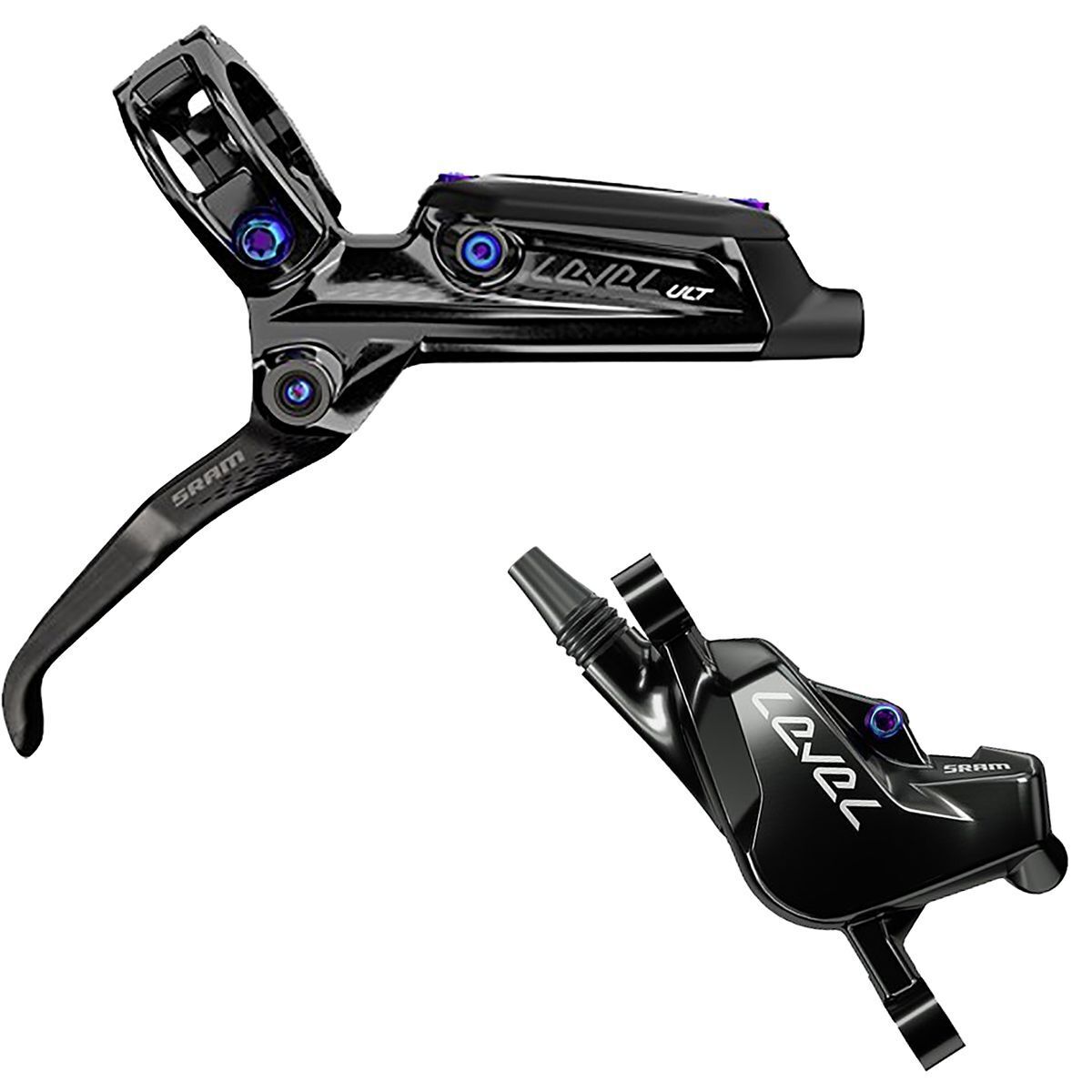 Image of SRAM Level Ultimate Disc Brake Black/Rainbow, Rear, 2000mm