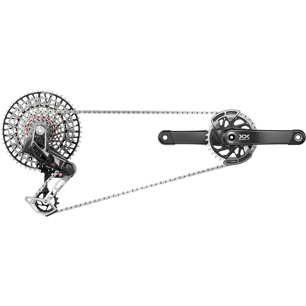 Image of SRAM XX Eagle AXS Transmission Powermeter DUB Groupset Black, USB-C, 165mm, 32t