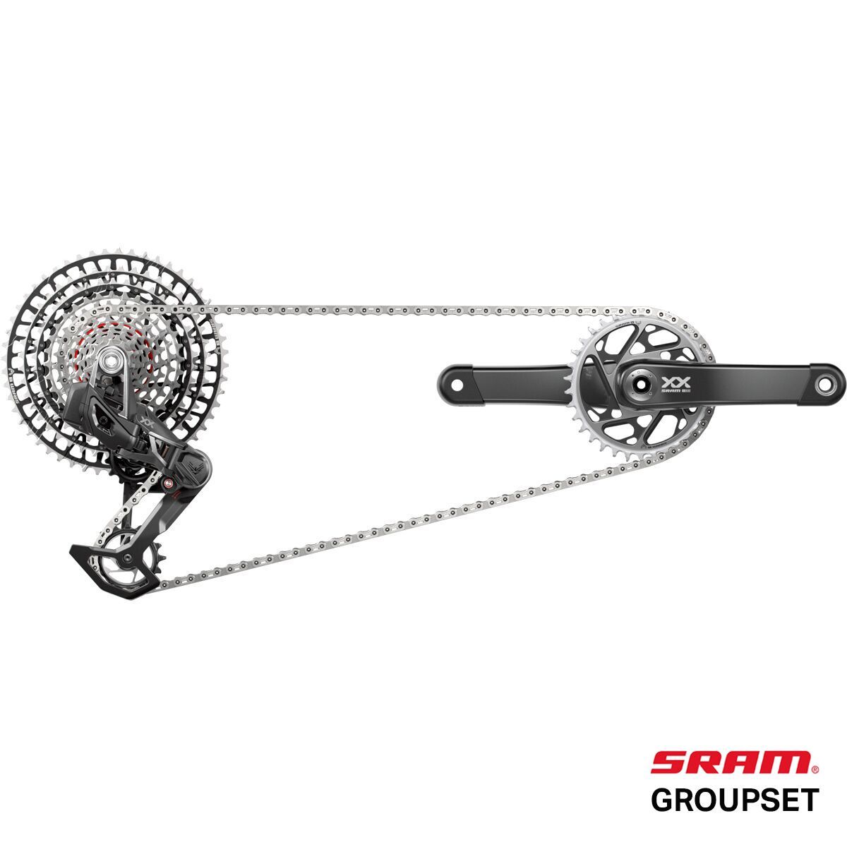 Image of SRAM XX SL Eagle AXS Transmission DUB Groupset Black, 165mm, 34t