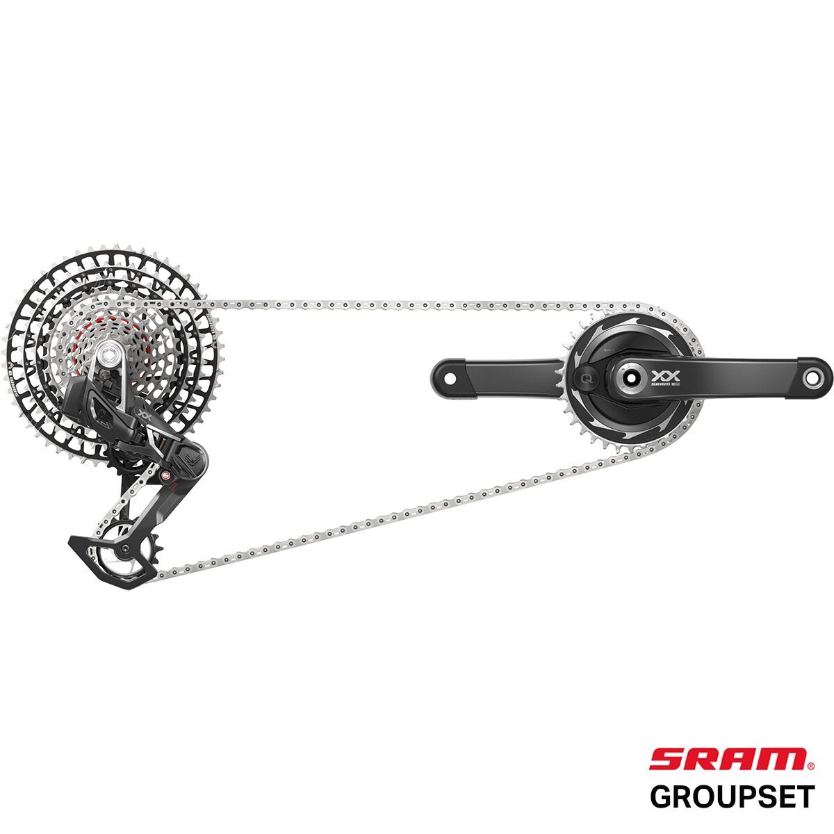 Image of SRAM XX SL Eagle AXS Transmission Powermeter DUB Groupset Black, 165mm, 34t