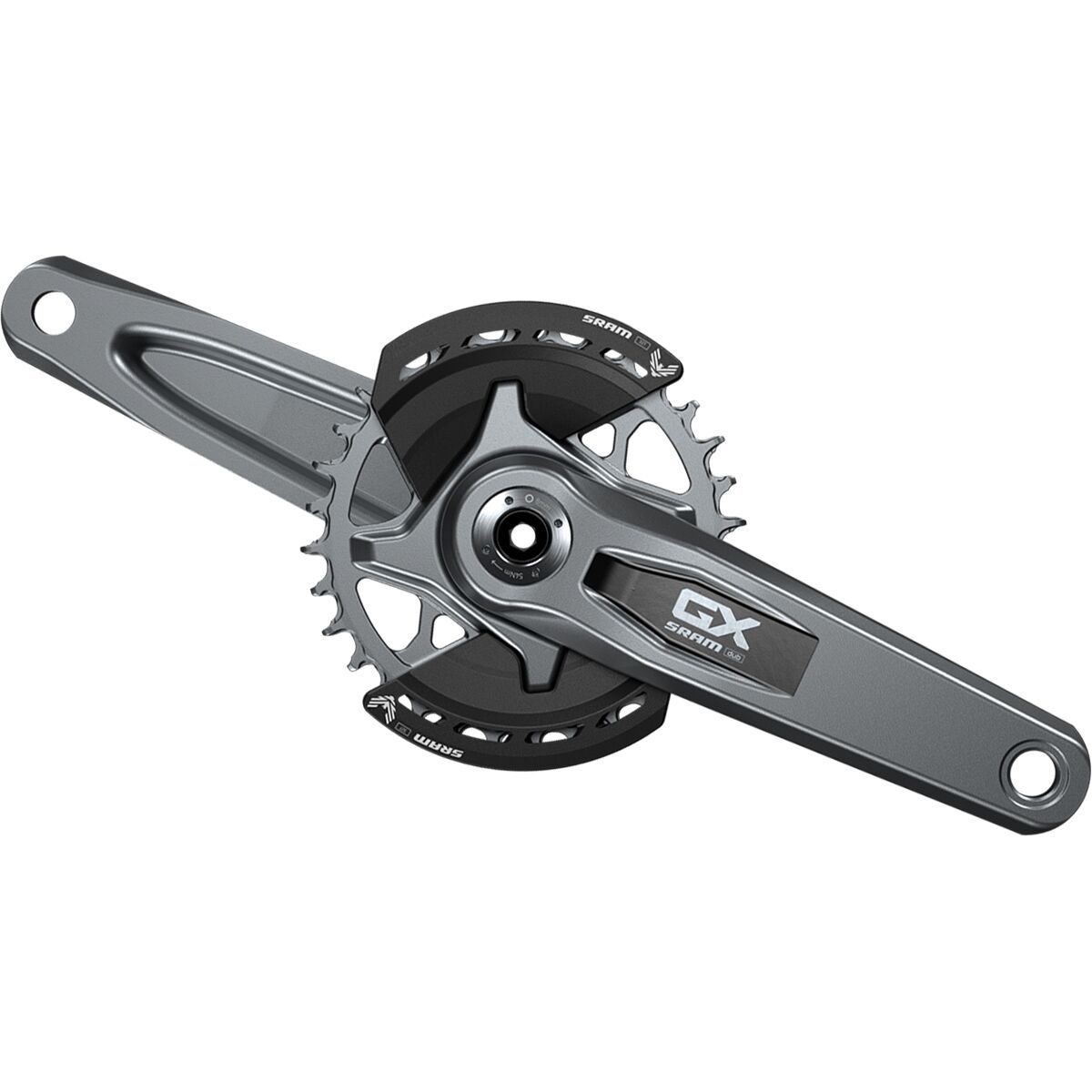 Image of SRAM GX Eagle Transmission DUB Crankset - Boost Dark Polar Grey, 165mm, 32t, 2 Guards