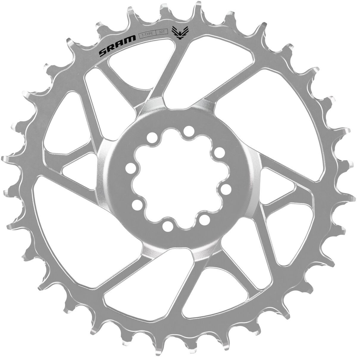 SRAM Eagle 90 T-Type Steel Direct Mount Chainring Silver, 30t, 3mm Offset