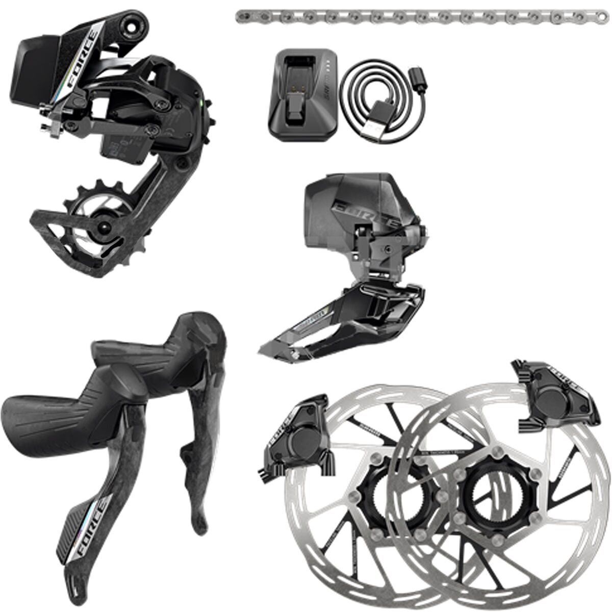 パーツ SRAM FORCE eTAP AXS ROAD 2X (2x12s) SRAM Force eTap AXS Road Groupset - 2x12-Speed, HRD Shift/Brake