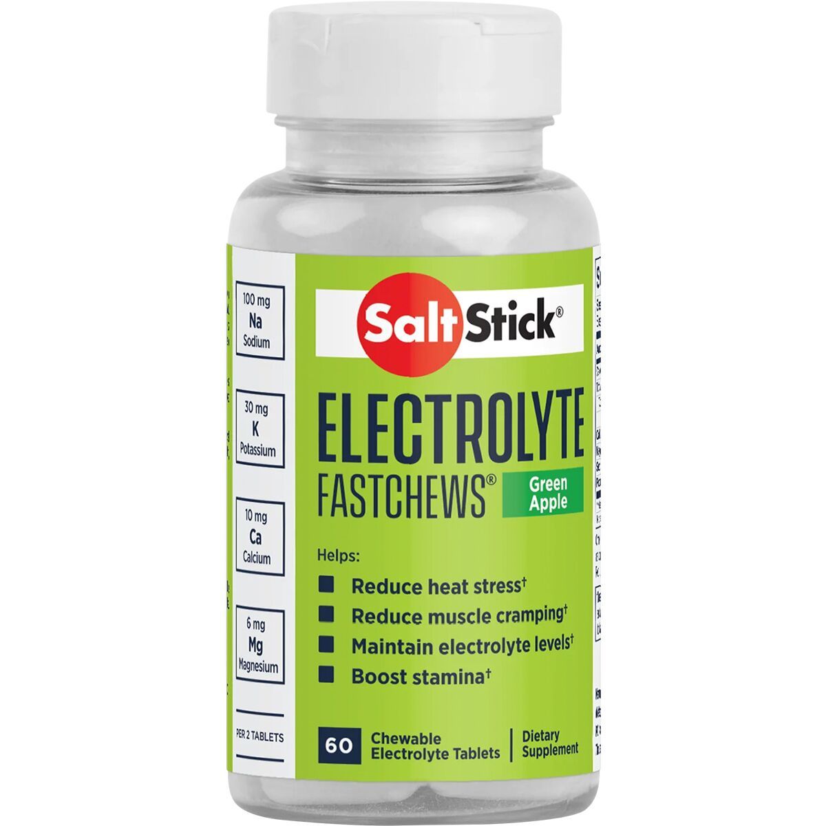 Image of SaltStick Fastchews Chewable Electrolyte Tablets Green Apple, bottle of 60