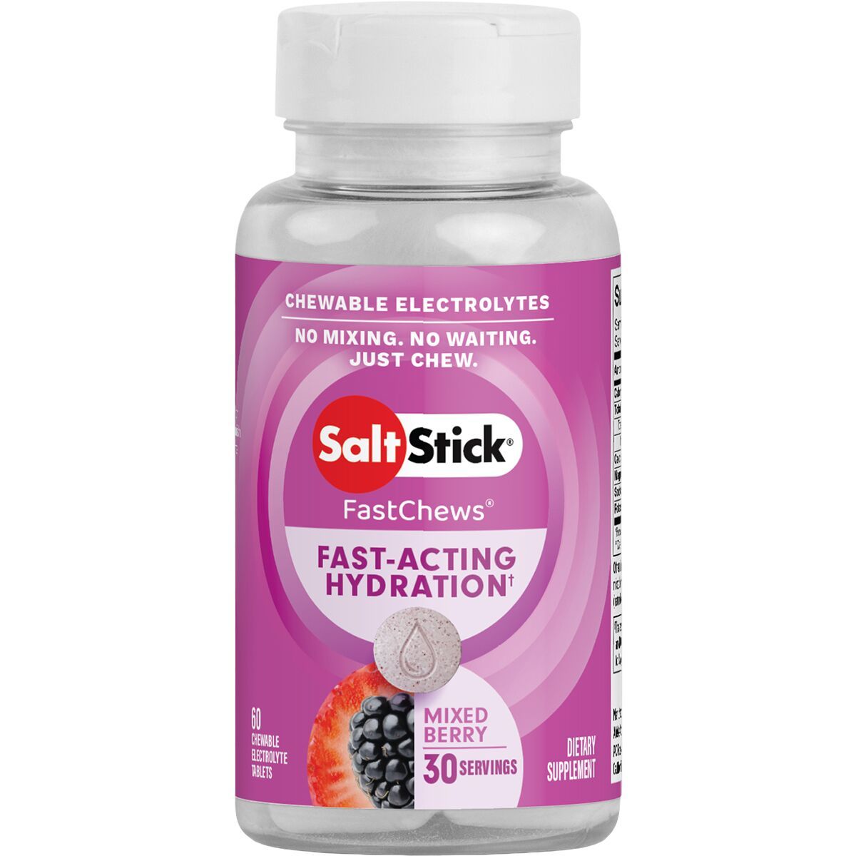Image of SaltStick Fastchews Chewable Electrolyte Tablets Mixed Berry, bottle of 60