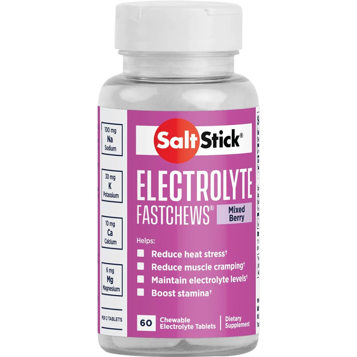 Image of SaltStick Fastchews Chewable Electrolyte Tablets Mixed Berry, bottle of 60