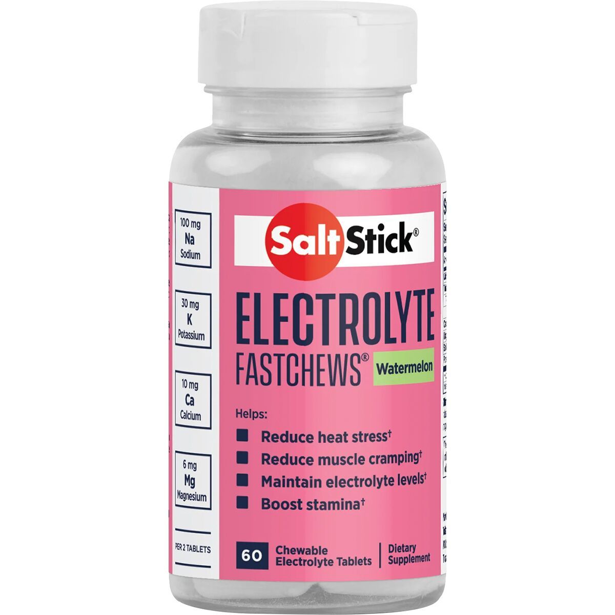 Image of SaltStick Fastchews Chewable Electrolyte Tablets Seedless Watermelon, bottle of 60