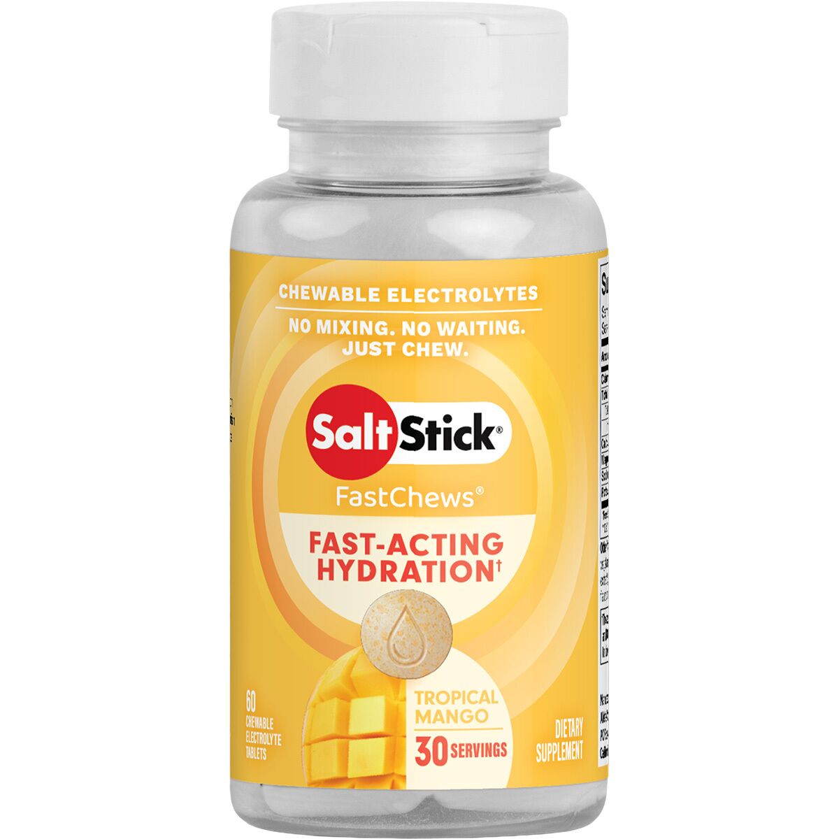 Image of SaltStick Fastchews Chewable Electrolyte Tablets Tropical Mango, bottle of 60