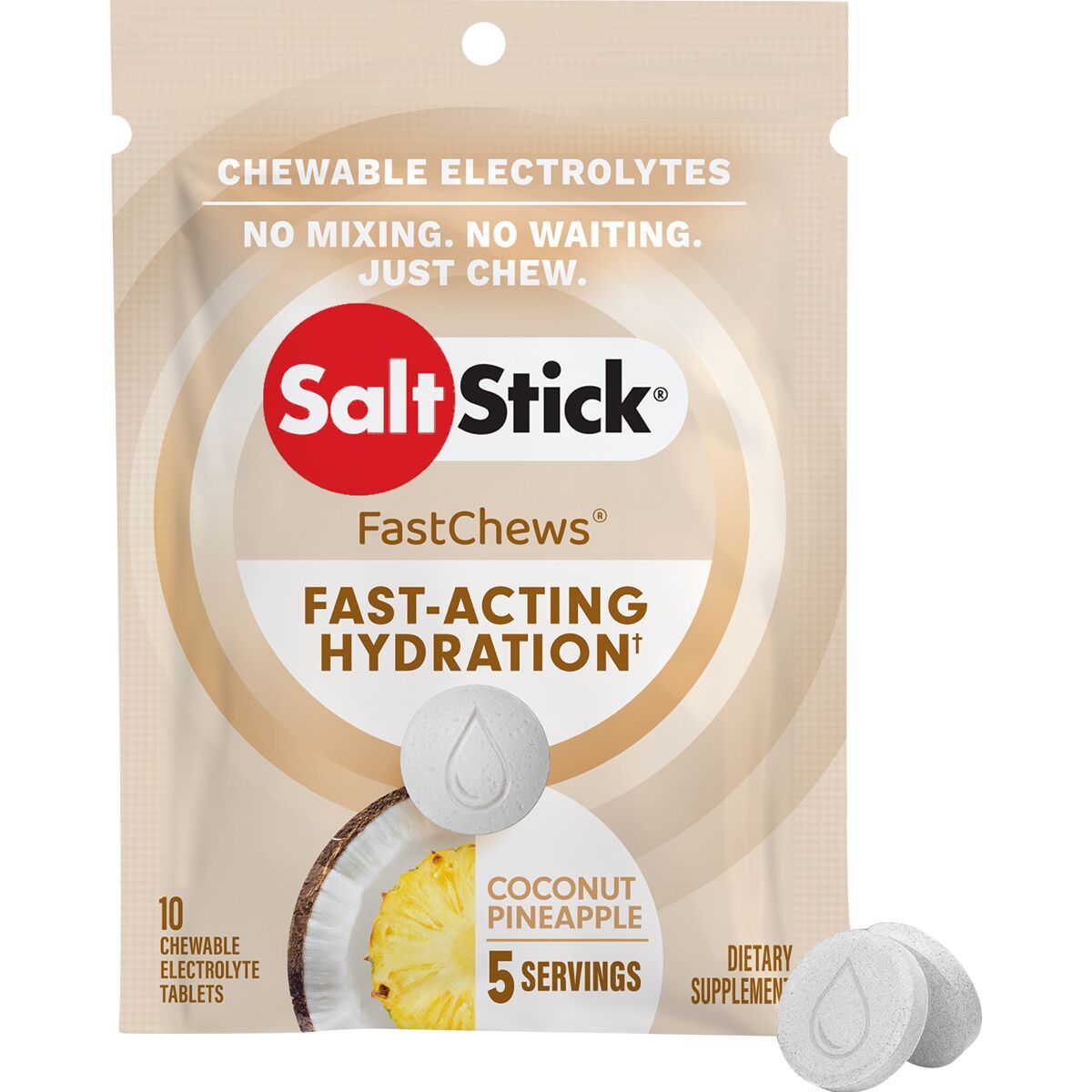 Image of SaltStick Fastchews Chewable Electrolyte Tablets - Box of 12 Packets Coconut Pineapple, Box of 12 Packets