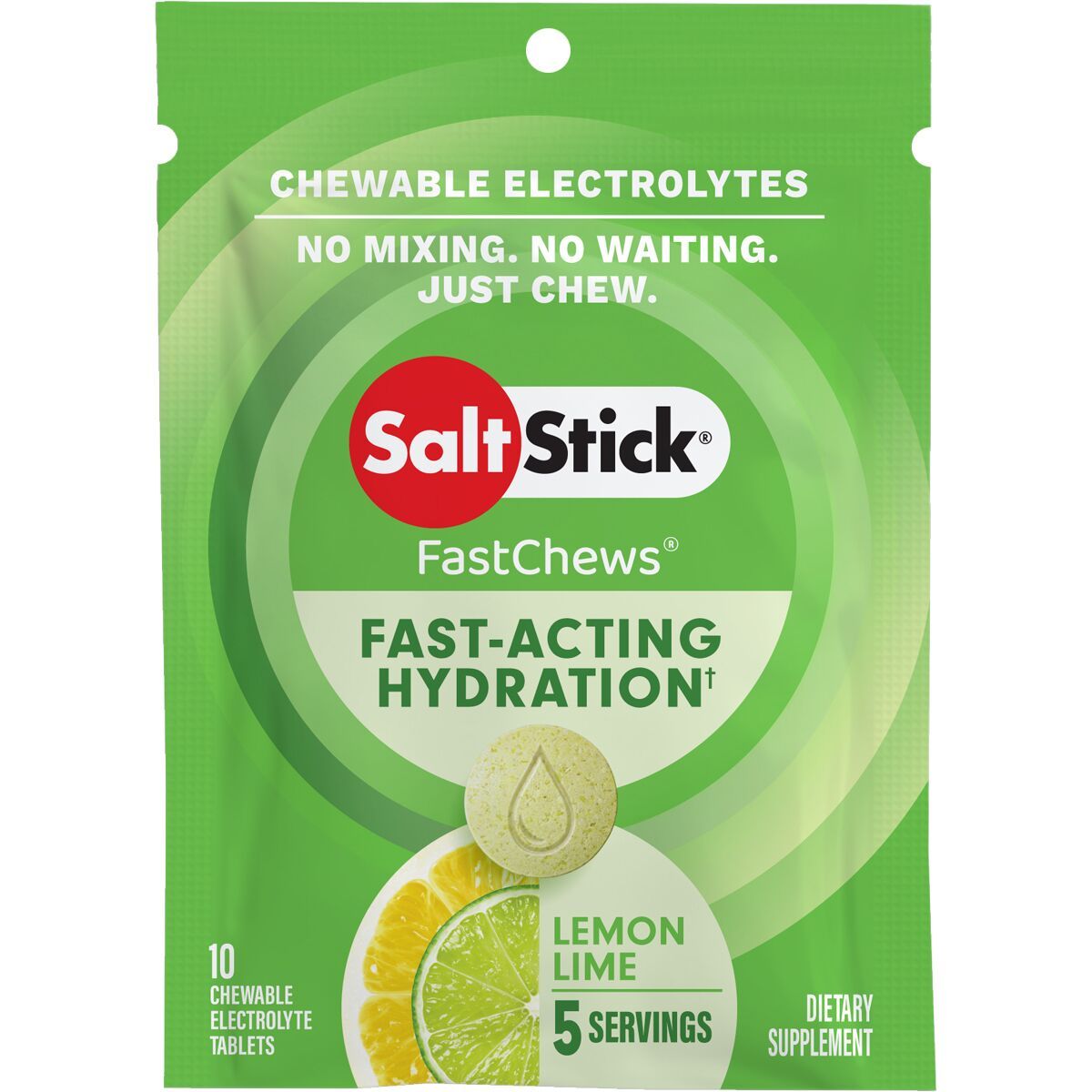 Image of SaltStick Fastchews Chewable Electrolyte Tablets - Box of 12 Packets Lemon-Lime, Box of 12 Packets