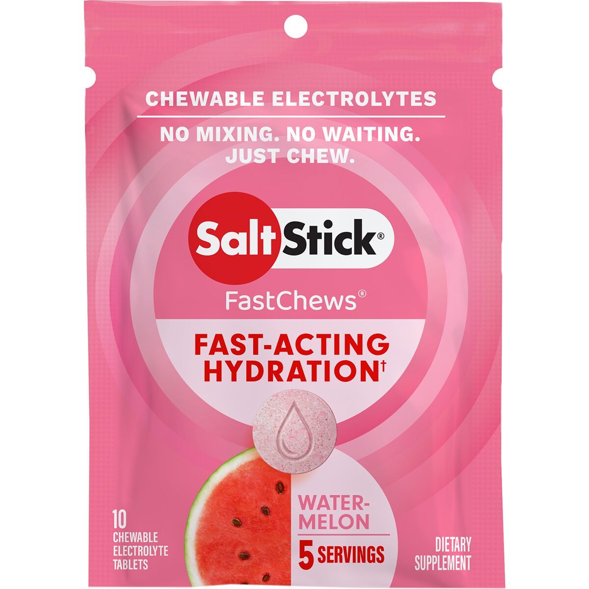 Image of SaltStick Fastchews Chewable Electrolyte Tablets - Box of 12 Packets Seedless Watermelon, Box of 12 Packets