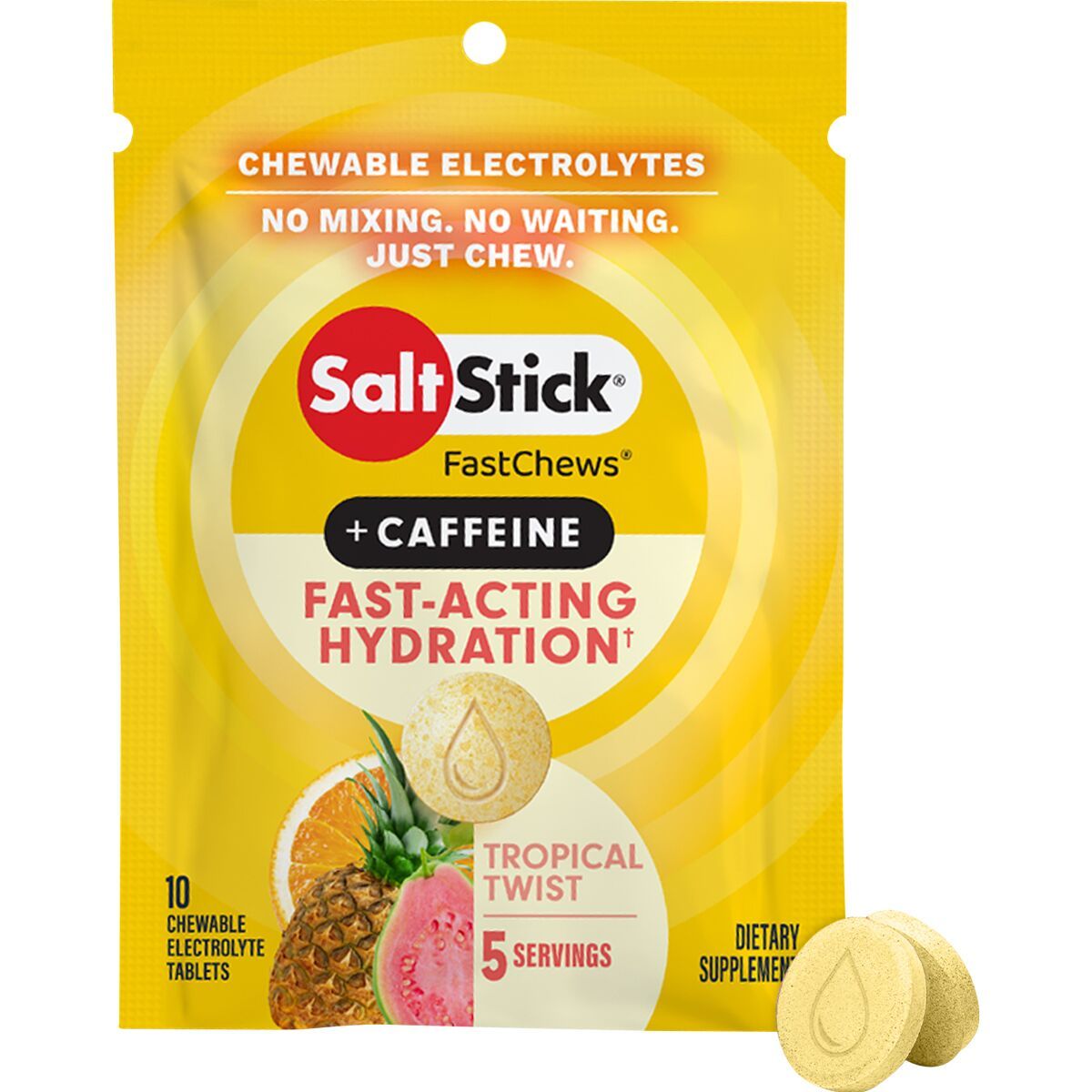 Image of SaltStick FastChews with Caffeine - 10 Count Packets Tropical Twist, 12 Packets