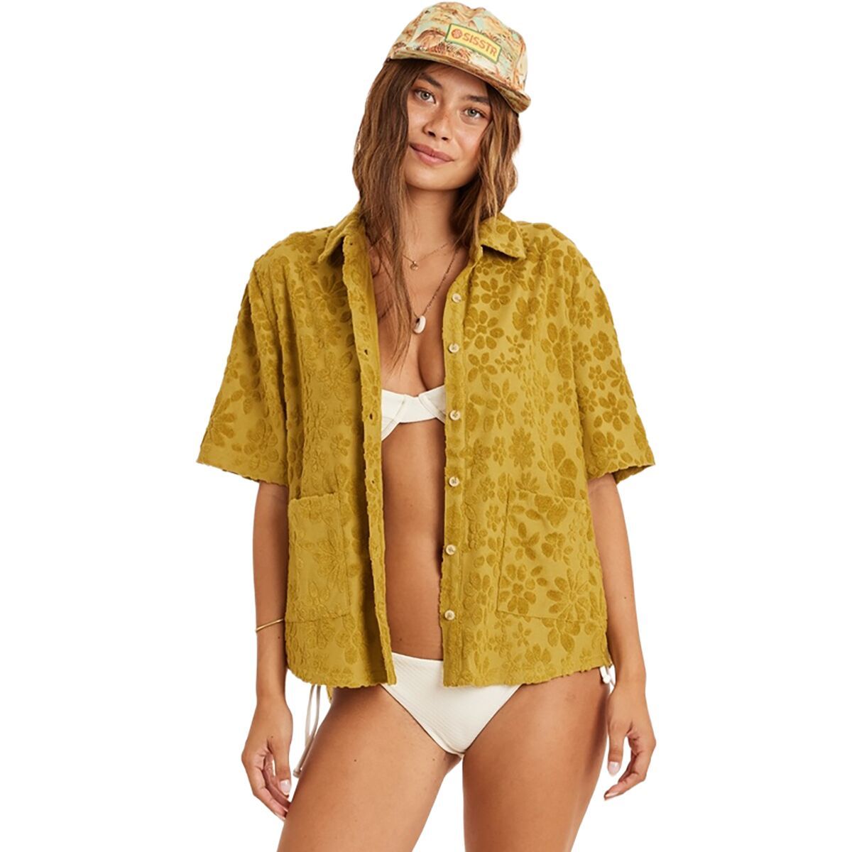 Image of Sisstr Revolution Haven Short-Sleeve Knit Top - Women's Moss Olas, S