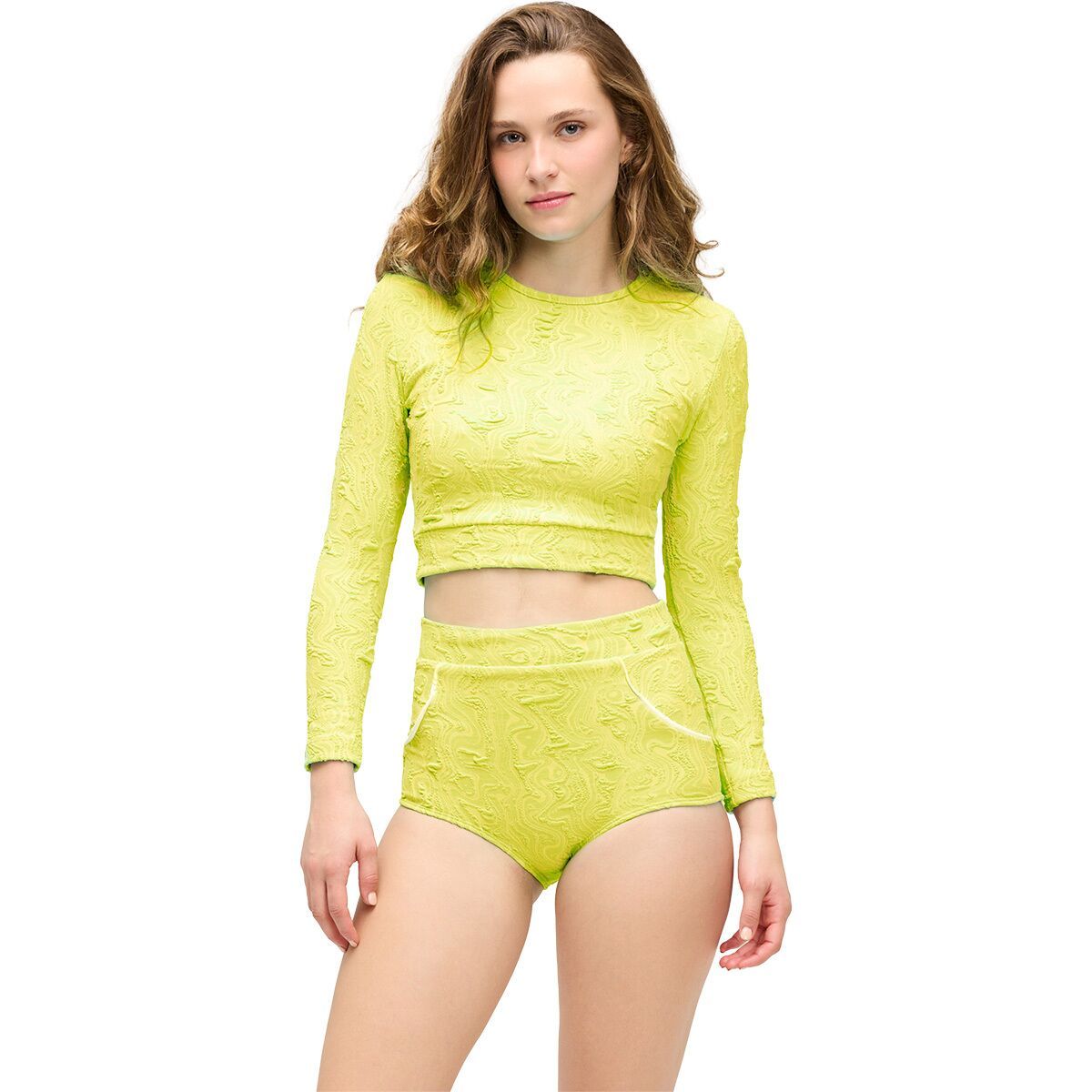 Image of Seea Swimwear Palomar Cropped Top Rashguard - Women's Disco Glow, M